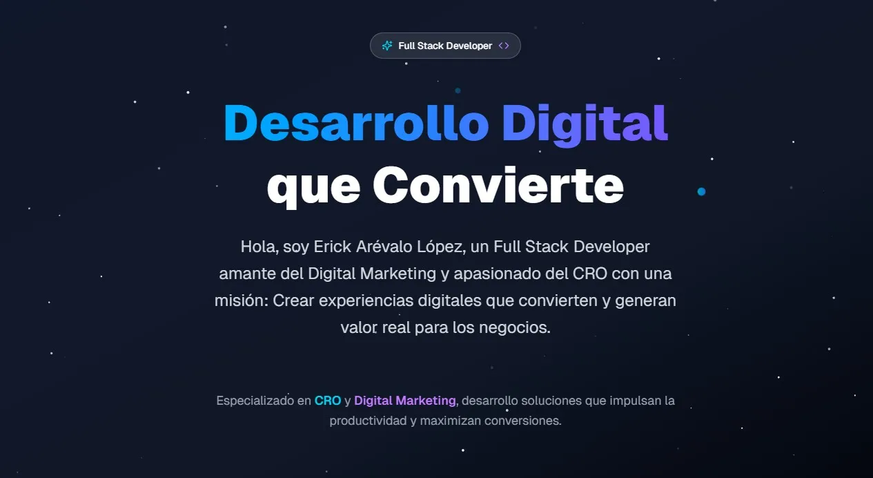 Captura de la landing de mi portfolio hecho con Next.js y Sanity CMS